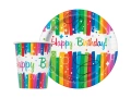 Zestaw kubeczki + talerzyki papierowe Rainbow Happy Birthday - 16 szt.