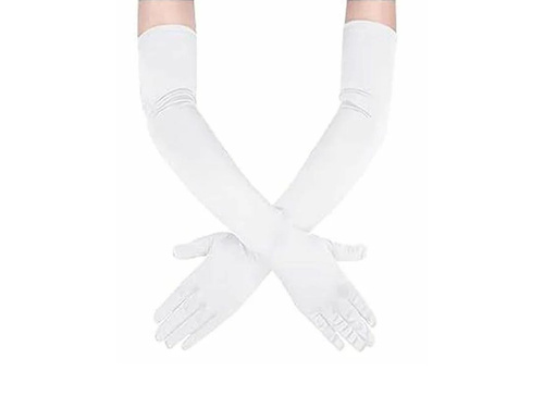 Rękawiczki karnawałowe białe długie - 55 cm