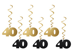 Dekoracja wisząca świderki 40 urodziny - 6 szt.