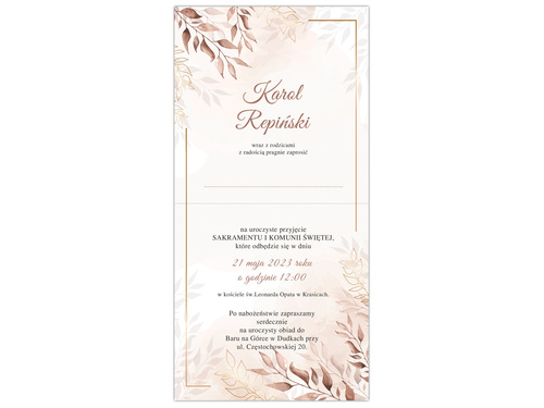 Zaproszenia personalizowane na I Komunię Świętą - 6 szt.