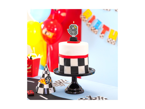 Świeczka cyferka Wyścigówki - 8 - 7 cm - 1 szt.