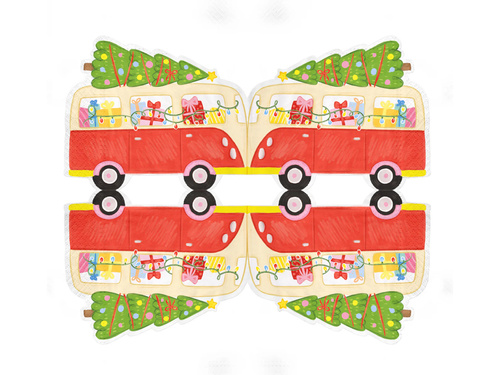 Serwetki bożonarodzeniowe Autko z Choinką - 10 szt.