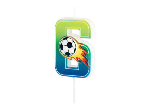 Świeczka cyferka Piłka Nożna - 6 - 1 szt.