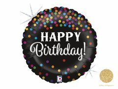 Balon foliowy Happy Birthday Konfetti - 46 cm - 1 szt.