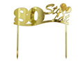 Topper z lustrzanej pleksi złoty na tort 80 urodziny