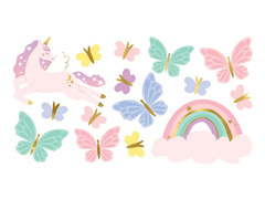 Tatuaże zmywalne Jednorożec i Motylki - 15 szt.