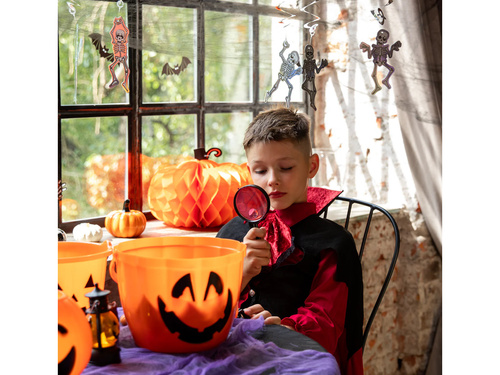 Wiaderko pomarańczowe Dynia z podświetlaną rączką na Halloween - 22,5 x 16 cm - 1 szt.