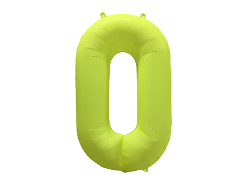 Balon foliowy cyfra 0 neonowy żółty - 86 cm - 1 szt.