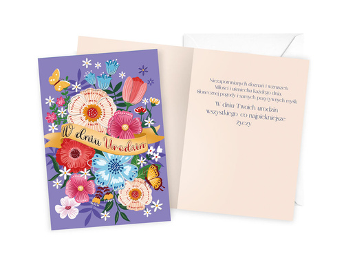 Kartka na urodziny Kwiaty - 1 szt.