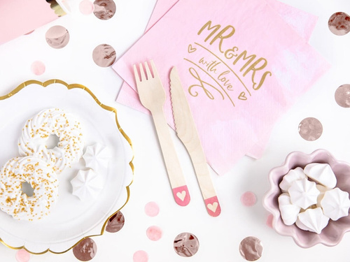 Zestaw sztućców drewnianych Serca rumianoróżowych - 18 szt.