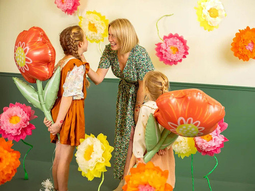 Dekoracja wisząca bibułowa Kwiaty - 35 cm - 3 szt.