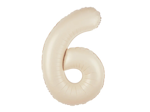 Balon foliowy kremowa cyfra 6 - 100 cm - 1 szt.