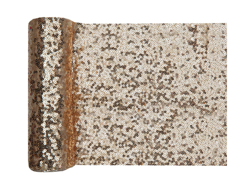 Dekoracja bieżnik cekinowy na stół - złoty - 19 cm x 3 m - 1 szt.