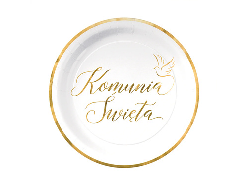 Talerzyki papierowe na Komunię Świętą - 18 cm - 6 szt.