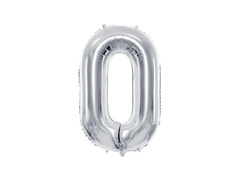 Balon foliowy cyfra 0 srebrna - 72 cm - 1 szt.