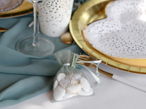 Woreczki z organzy Boy zielone - 7,5 x 10 cm - 6 szt.