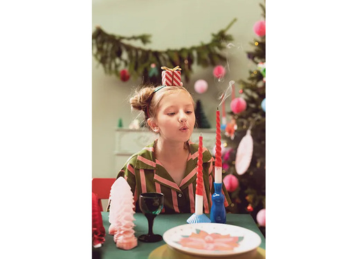 Świece stożkowe Mikołaj czerwone - 25 cm - 2 szt.