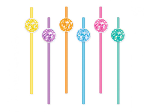 Słomki Retro Disco - 19,5 cm - 6 szt.