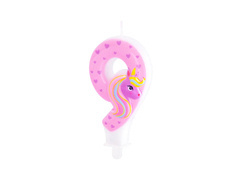Świeczka cyferka Jednorożec - 9 - dziewięć