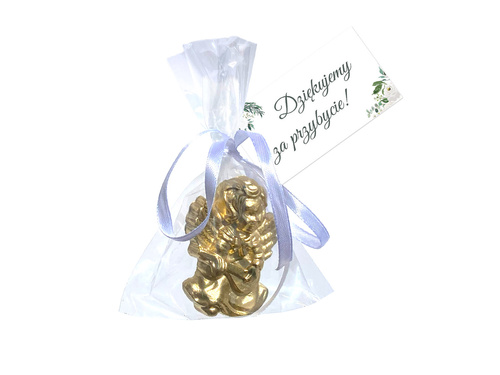 Aniołki gipsowe złote z podziękowaniem - 1 szt.