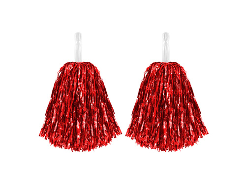 Pompony cheerleaderki metaliczne czerwone - 2 szt.