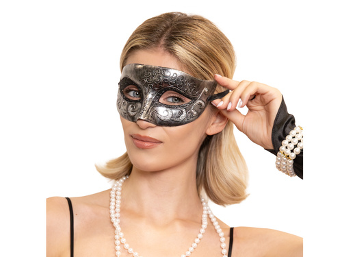 Maska karnawałowa - srebrna - 1 szt.