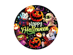 Talerzyki papierowe na Halloween Małe Potworki - 23 cm - 6 szt.