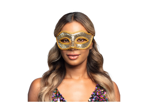 Maska Wenecka cekiny złota