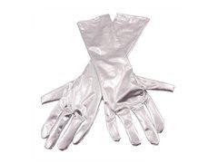 Rękawiczki karnawałowe srebrne - 42 cm.