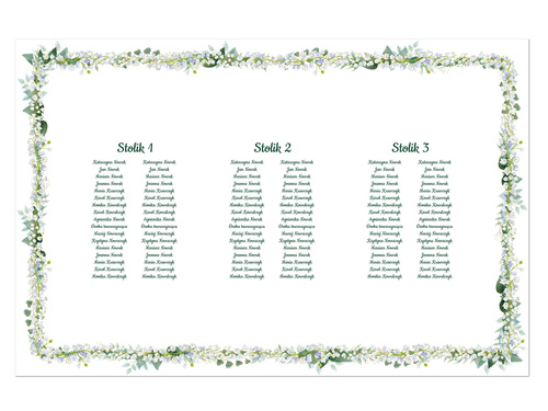 Plany stołów weselnych - 90x60 cm - 1 szt.