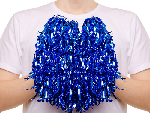 Pompony cheerleaderki metaliczne niebieskie - 2 szt.