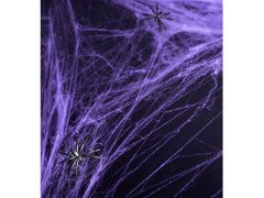 Sieć pajęcza fioletowa z 2 pająkami - Pajęczyna Halloween - 60 g.