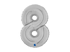 Balon foliowy cyfra 8 srebrny - 26" - 1 szt.