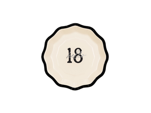 Talerzyki papierowe na urodziny "Hello 18" - 18 cm - 6 szt.