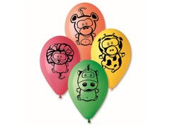 Balony pastelowe mix kolorów Zwierzątka - 30 cm - 5 szt.