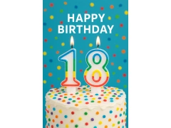 Świeczki cyferki z kolorową obwódką cyfra 18 - 8,5 cm - 2 szt.