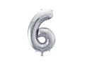 Balon foliowy cyfra 6 srebrna - 72 cm - 1 szt.