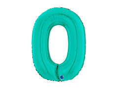 Balon foliowy cyfra 0 turkusowy - 26" - 1 szt.