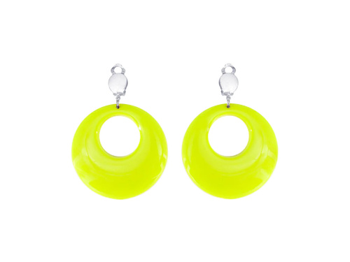 Kolczyki klipsy Koła żółte neonowe