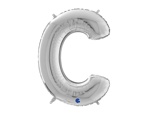 Balon foliowy srebrna litera C - 66 cm - 1 szt.