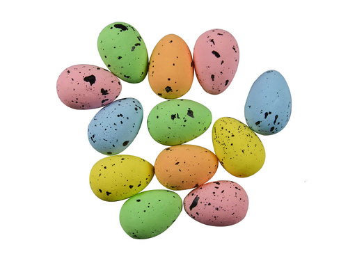 Jajka styropianowe nakrapiane mix kolorów - 3,5 cm - 12 szt.