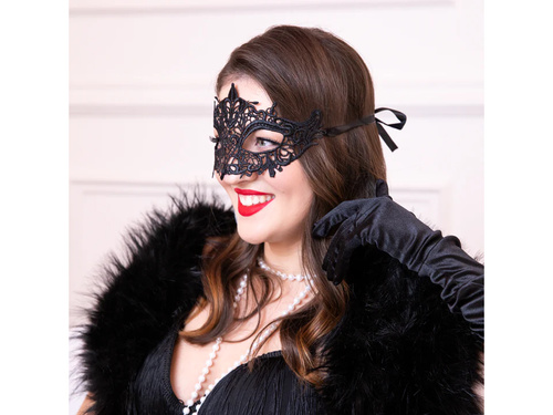 Maska Karnawał koronkowa czarna - 1 szt.