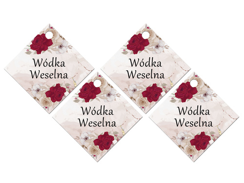 Zawieszki z wstążeczką na wódkę weselną - 12 szt.