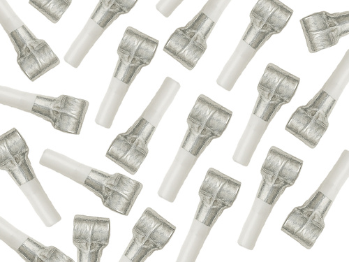 Gwizdki trąbki rozwijane srebrne - 100 szt.