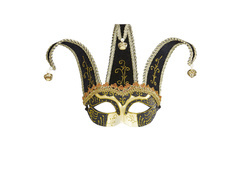 Maska karnawałowa czarna z dzwoneczkami - 1 szt.