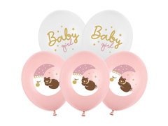 Zestaw balonów lateksowych Baby girl z misiem - 30 cm - 6 szt.