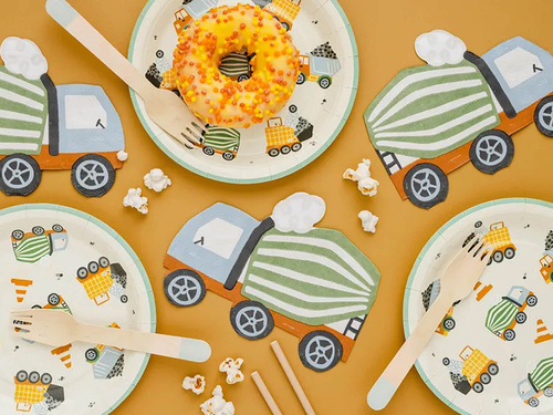 Talerzyki papierowe na urodziny Budowa - 18 cm - 6 szt.