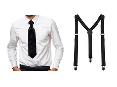 Czarny zestaw akcesoriów szelki z krótkim krawatem - 2 szt.