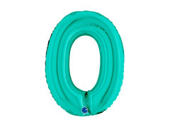 Balon foliowy cyfra 0 turkusowy - 14" - 1 szt.