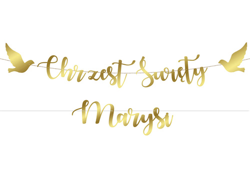 Baner z napisem Chrzest Święty złoty + imię